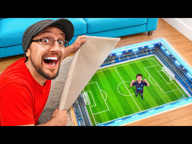 I Built a SECRET Soccer Field in My Living Room!