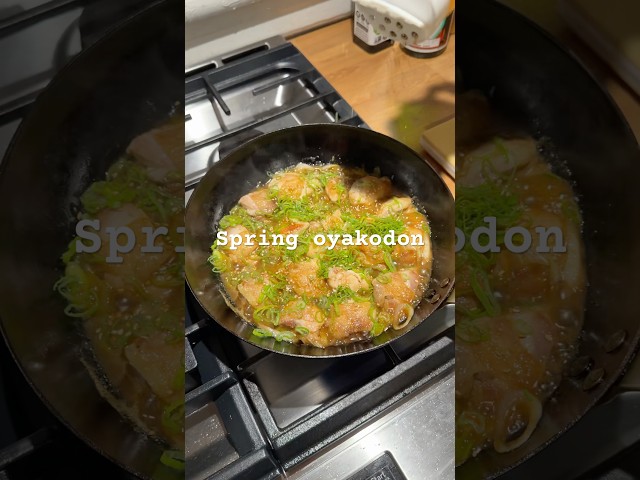 a spring-y oyakodon with yuzu kosho and lots of scallions 🌱#japanesefood #shortscooking