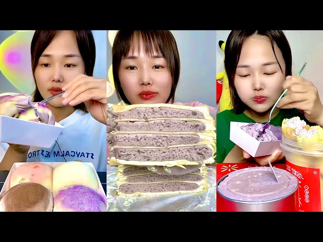 asmr mukbang - chocolate layer cake, tiramisu cake, cocoa dessert eating sound