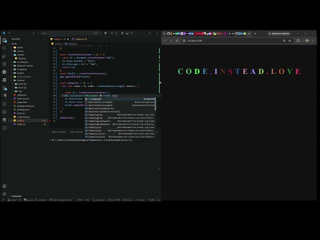 Animated Text in JavaScript | Random RGB Color Animation (HTML CSS JS)