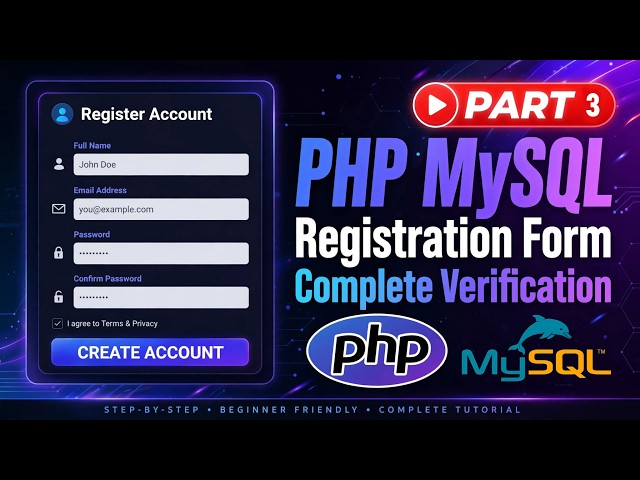 Registration Form Email Verification in PHP & MySQL  Part 3  Complete Project