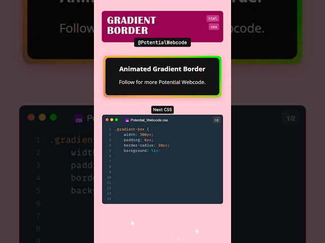 Gradient Border Animated CSS #coding #frontendcourse #cssanimation  #webdevelopment #csstutorial