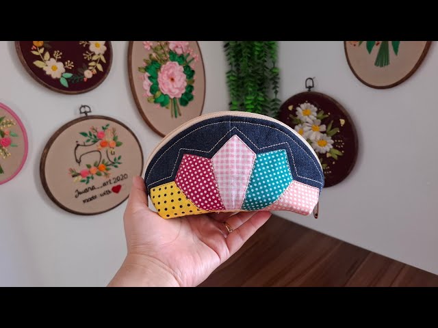 Easy Way to Sew a patchwork Bag: Easy Tricks for Sewing a stylish  patchwork makeup_ bag