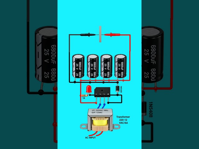 Heavy Duty 12V DC Power Supply Circuit with Capacitor Bank ⚡ #shorts #welding #electronics