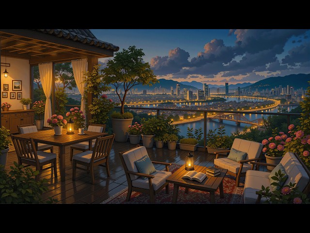 Rooftop Coffee Time ☕ Positive Lofi Music for Relaxing & Stress Relief 🌃