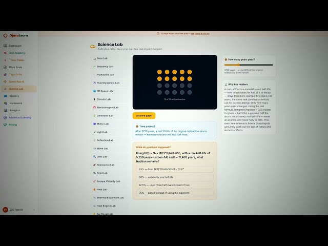 Decay Explained — Real Physics Simulator | OjasaLearn Science Lab