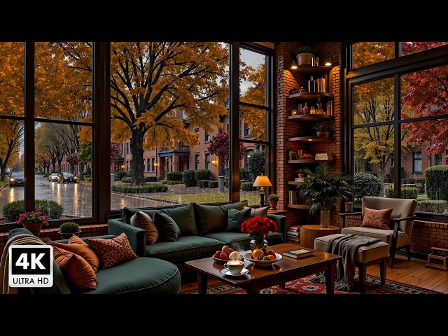 Cozy Rainy Fall Afternoon | Rain on Window & Jazz Piano Music for Study, Sleep, Relax
