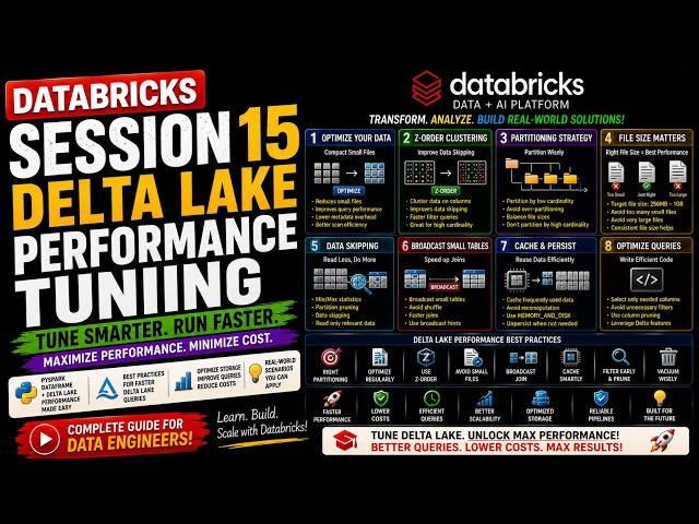 Databricks Session 15 : Delta Lake Performance Tuning | OPTIMIZE, Z-ORDER Partitioning Data Skipping