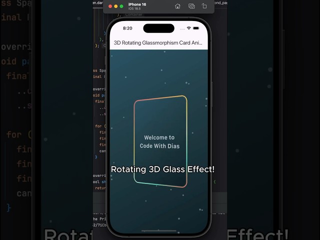 Flutter Glass Card Animation Demo | Code with Dias