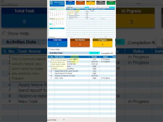 Automated Activities and Task Management Tracker in MS Excel #VBA #taskmanagement #tracker