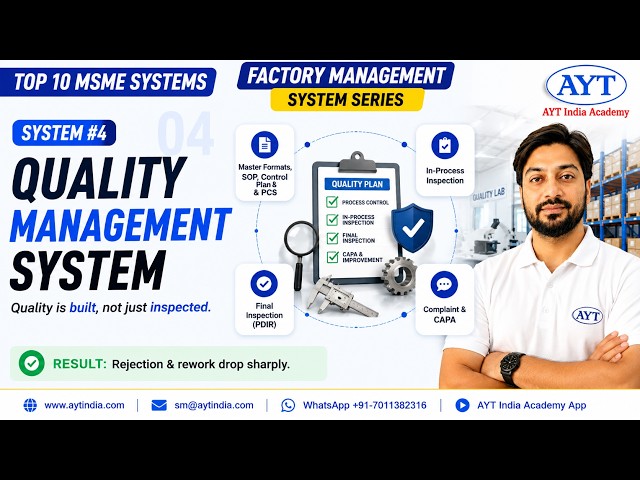 Quality Management System for Manufacturing | System No. 4 | Top 10 MSME Systems | FMS Series ​