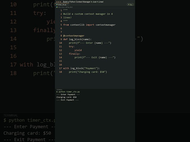 Write a Custom Context Manager in 4 Lines! #python #cleancode #programming #coding
