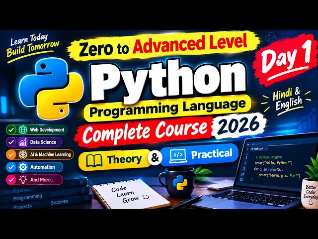 Python Complete Course in Hindi 🐍 | Python Introduction for Beginners #Python #Coding #learnpython 