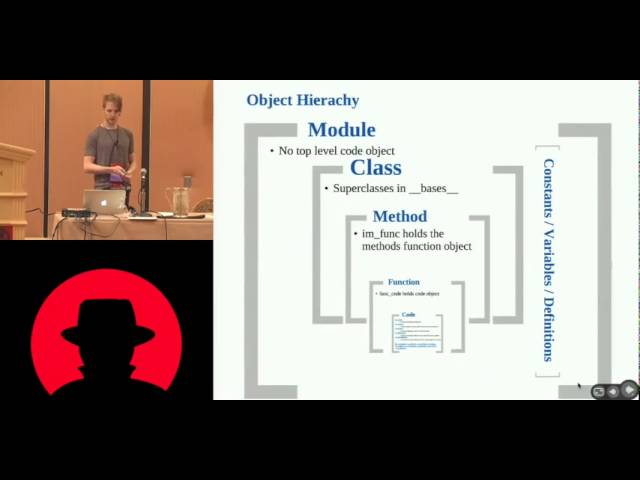 Black Hat USA 2010: pyREtic: Reversing Obfuscated Python Bytecode Live Python Objects 2/5