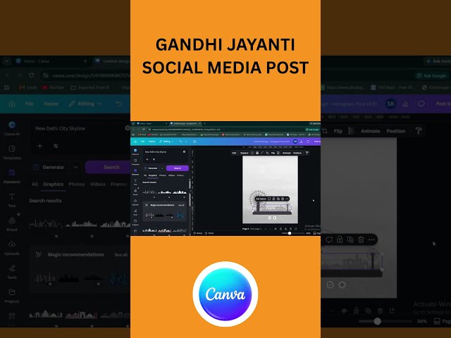 Gandhi Jayanti Social Media Post Design in Canva | Gandhi Jayanti Creative Post Design