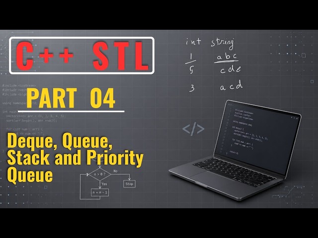 C++ STL (Part 4) | Deque, Queue, Stack and Priority Queue  | by @Aftab Naik | @Codehurdle