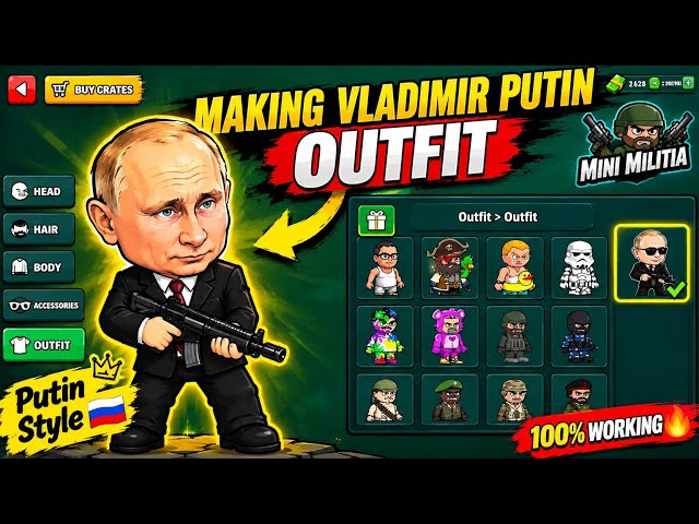 How To Make Vladimir Putin's Outfit in Mini Militia 😱 | Character Customization Guide
