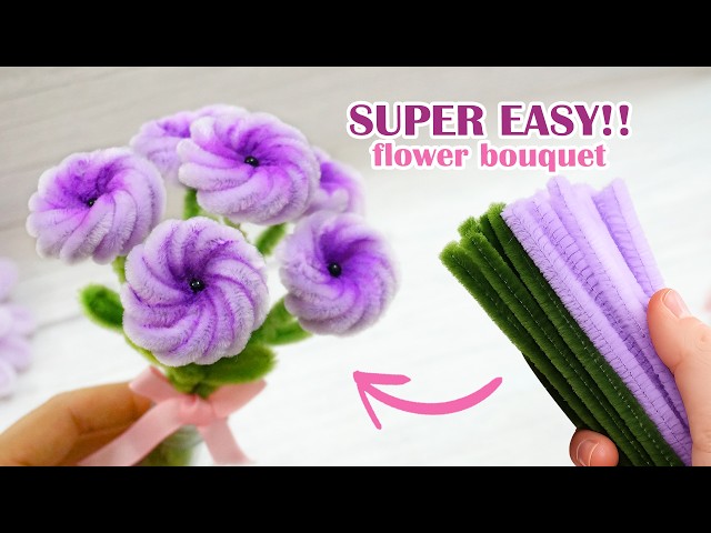 VERY SIMPLE way to make flowers from pipe cleaners | Easy Mini Pipe Cleaner Flower Bouquet