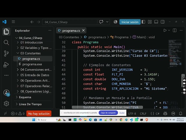 C# Course Class 03 Constants | Free School of Programming