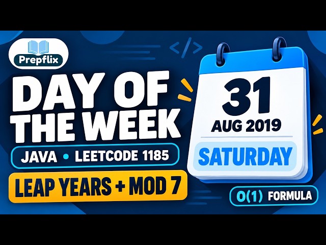 Day of the Week in Java | Leap Years, Prefix Counts & Modulo 7 | LeetCode 1185 | Prepflix