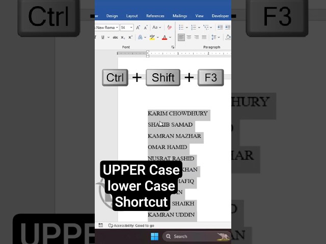MS Word - Upper Case and Lower Case Shortcut Key ll Bivash Academy