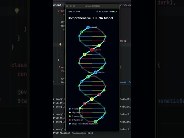 🧬 3D DNA Helix Animation in Flutter | Mind-Blowing Custom Painter