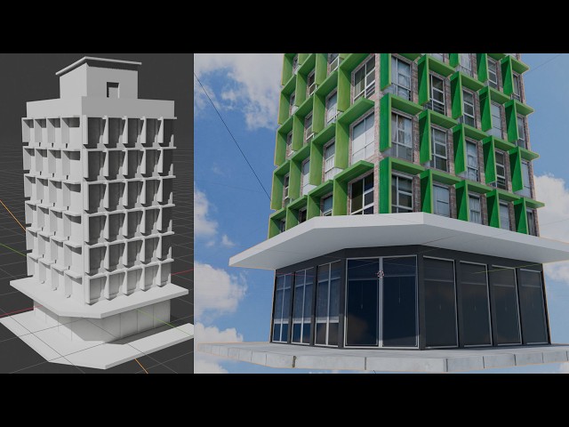 How to Add Basic Materials and Textures to a Simple Building in Blender 5.1+