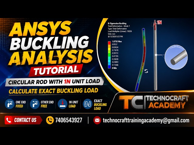 ANSYS Course Session 7 | Buckling Analysis in ANSYS  | Circular Rod with 1N Unit Load