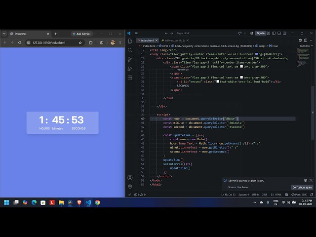 Code With Me 💻 | Digital Clock Using HTML, Tailwind CSS & JavaScript | Relaxing Keyboard