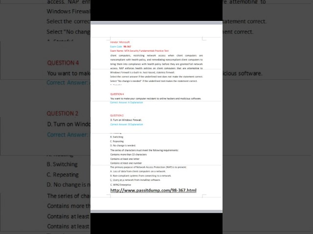 2017 High Quality  Microsoft 98-367 Exam Test Study Material