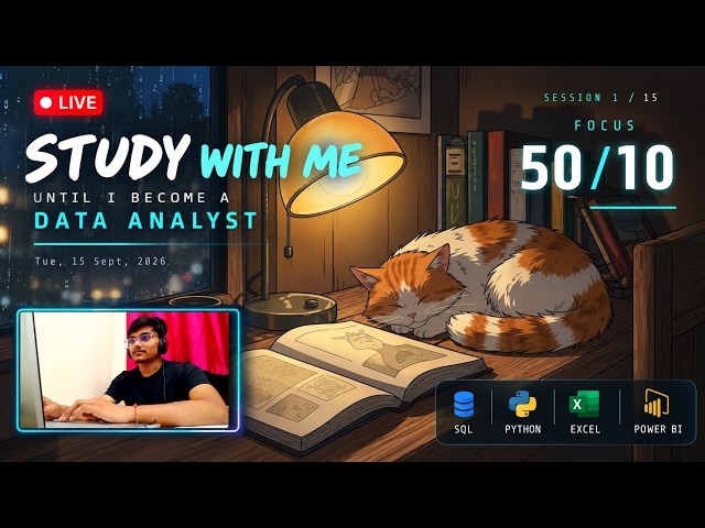 📚 Study With Me LIVE | 50/10 Pomodoro Timer | SQL & Python | Data Analyst Journey