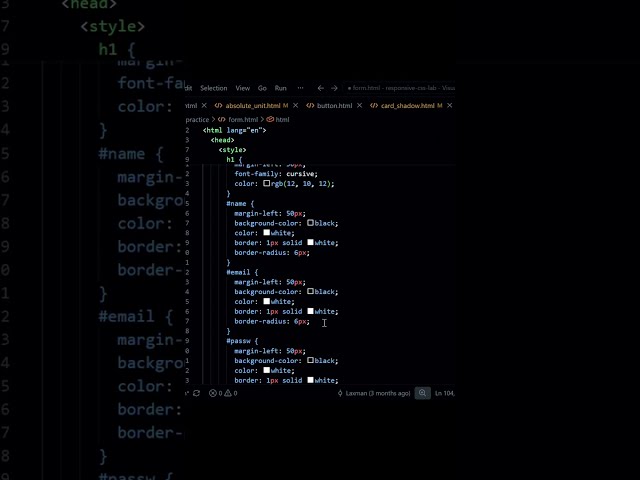 HTML Form Design with CSS | Input Fields & Submit Button 🚀 #coding #frontenddevelopment #css