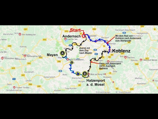 50 km, 360°-Vid, Maifeldradweg von Mayen bis an d. Mosel