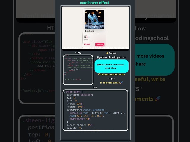 HTML CSS Card Hover Effect Project | CSS Animation for Beginners #Shorts #cssproject #godesweb