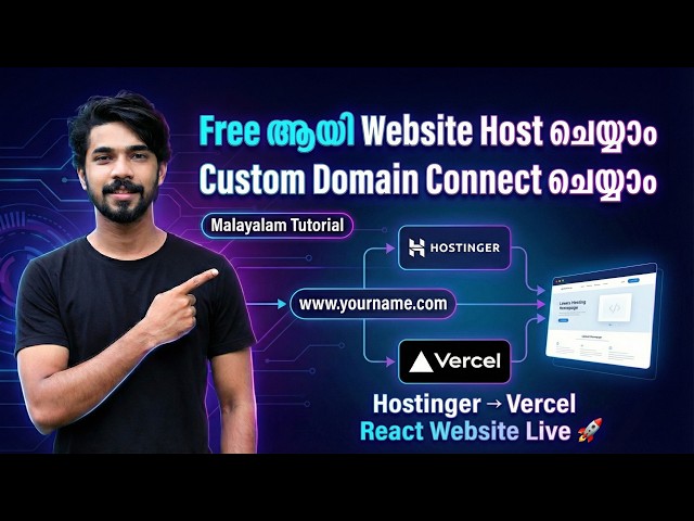 React Website Free Hosting + Custom Domain Setup Hostinger → Vercel Malayalam Tutorial