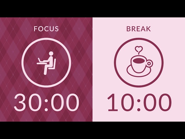 30/10 Pomodoro Timer with Pink Noise 🎧 2-Hour Study with Me for Deep Focus & ADHD ✨