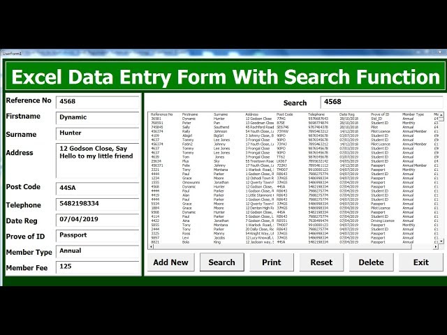 How to Create Excel VBA Data Entry Form With Search Function using Userform - Full Tutorial