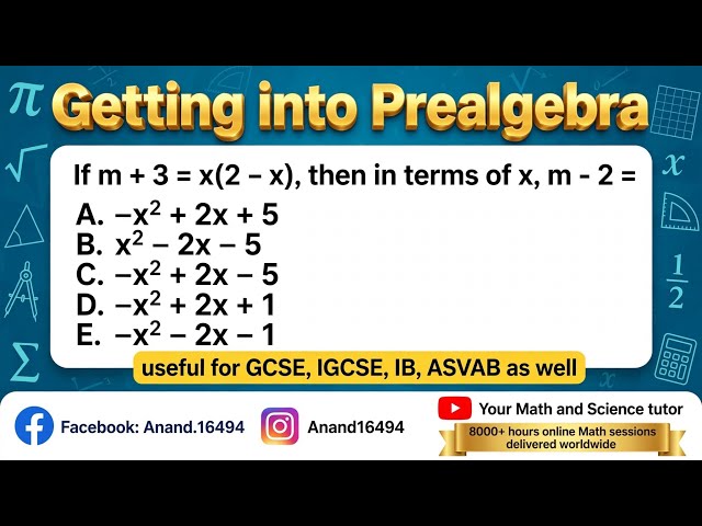 SAT/ACT Math Prep (Algebra Portion). Useful for GCSE, IGcse, Asvab, Psat, IB curriculums #satprep 