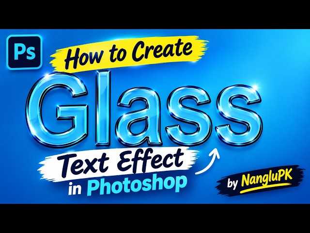 How to Make Glass Text Effect in Photoshop70 | Glass Effect
