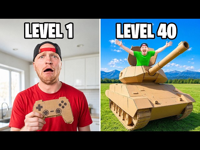 Level 1 VS Level 100 CARDBOARD BUILDS!