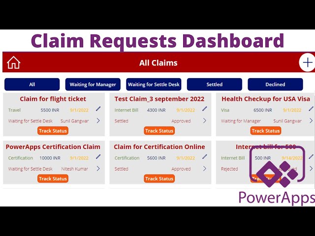 Claim Requests Dashboard using PowerApps Gallery -  Claim Request Approval Part 4