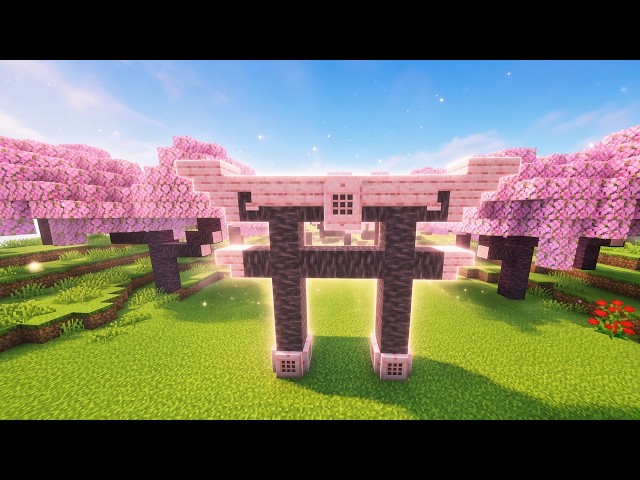 Minecraft Build Tutorial: Japanese blossom Torii Gate