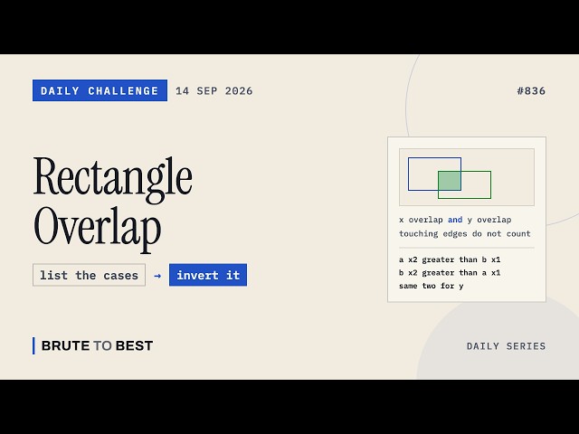 LeetCode Daily #836: Rectangle Overlap Explained
