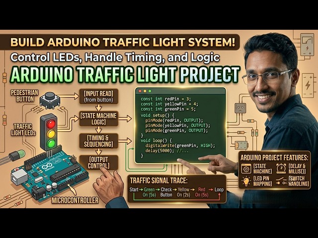 Build an Arduino Traffic Light System! (Control LEDs, Timing & Push Buttons)