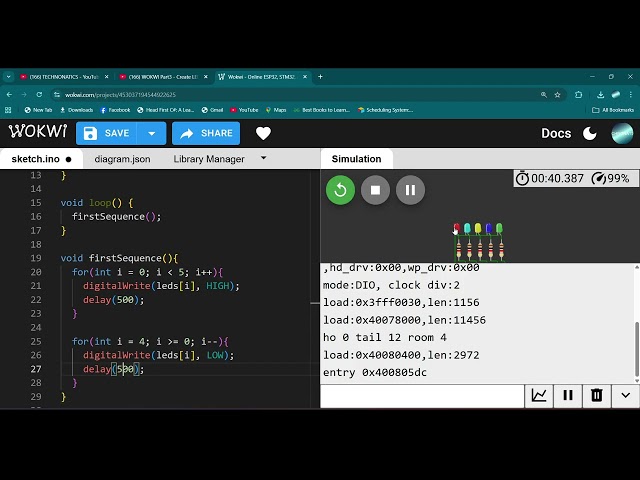 WOKWI Part4 - LED Sequence: Don't Repeat Yourself Coding Practices and Function Parameter