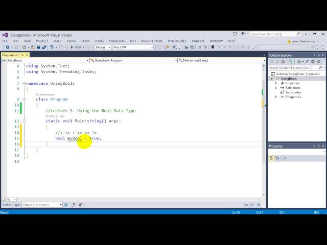 Learn C# for beginners: 5 -  Using the Bool Data Type