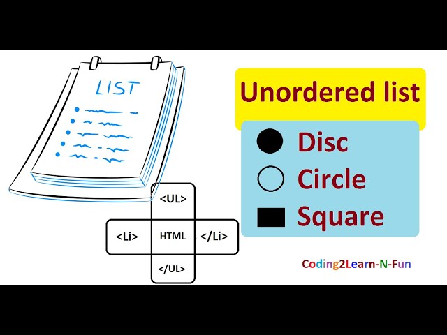 #HTML || #ListTagHTML #HTMLLearning #Coding LearnHTMLList Tag ||UnorderedListTag ||Disc CircleSquare