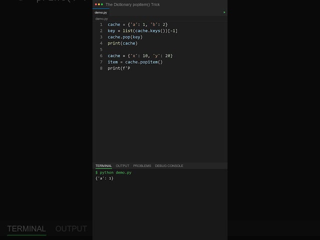 The Dictionary .popitem() Trick You Didn't Know! ⚡ #shorts #python