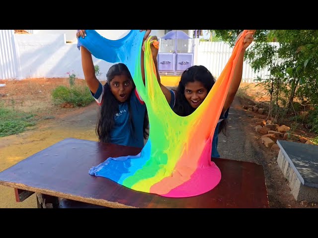Giant Rainbow Slime 🌈 Mixing Rainbow 😱 Diyaishwarya I UNBOXING I DIY 
