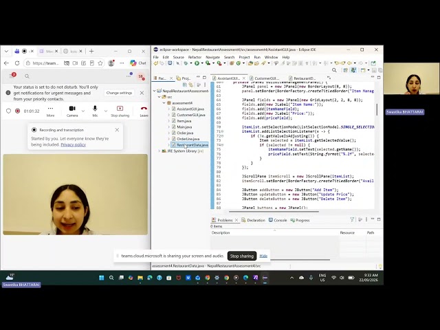 program presentation of Assessment 4